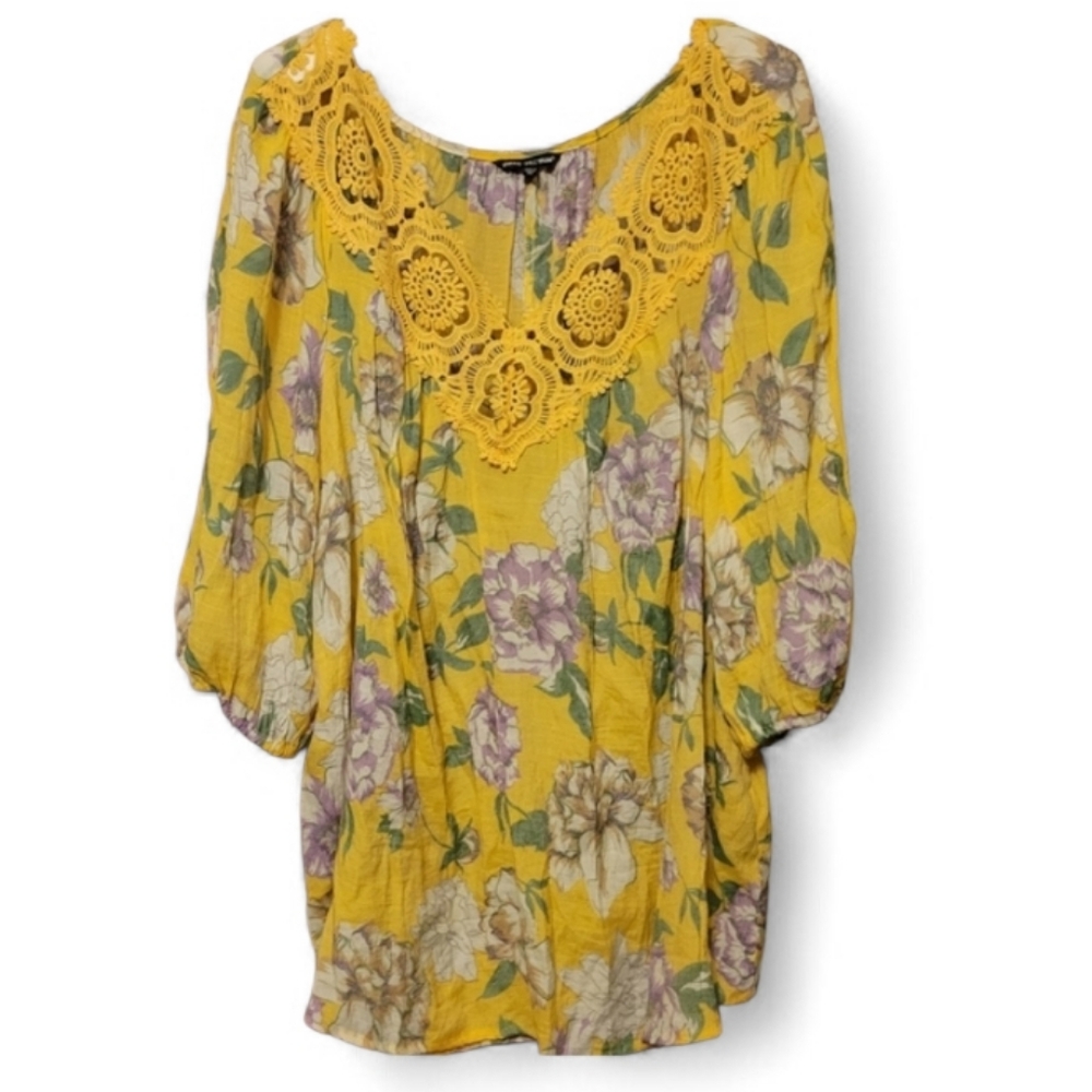 Unique Spectrum 3x yellow boho blouse E